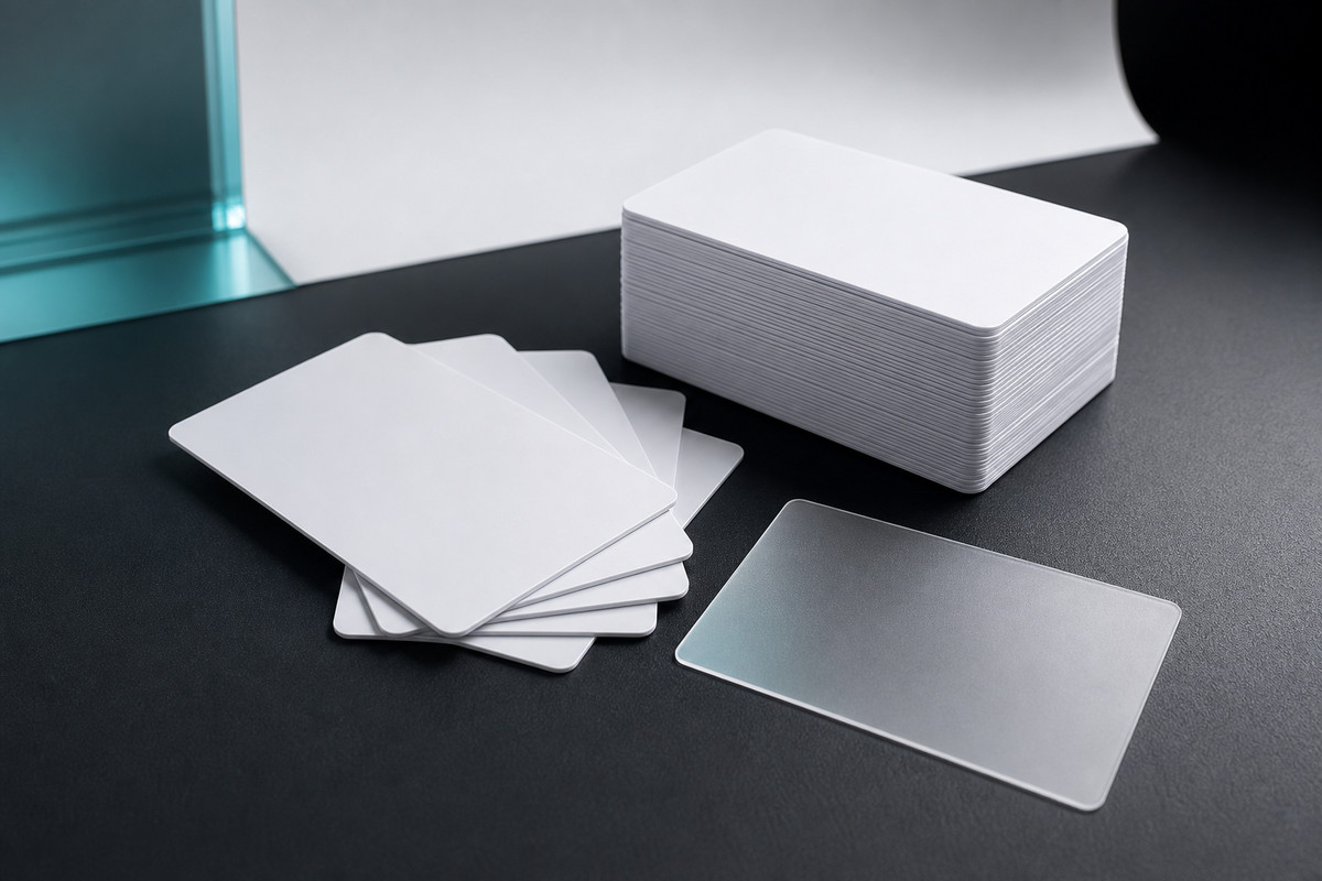 Blank plastic card material stack mockup