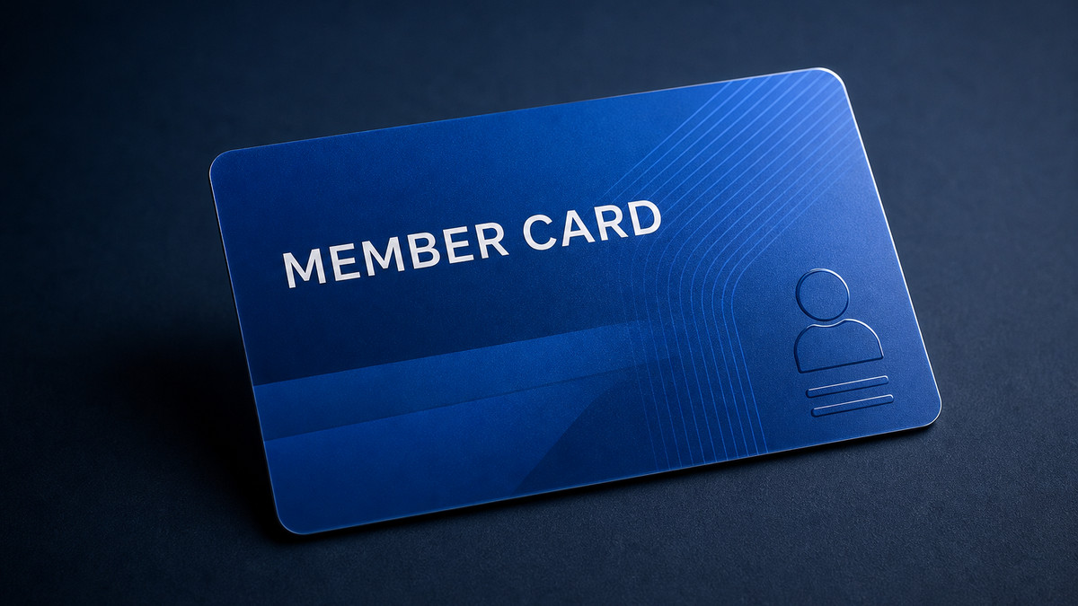 Premium non-branded blue plastic membership card mockup