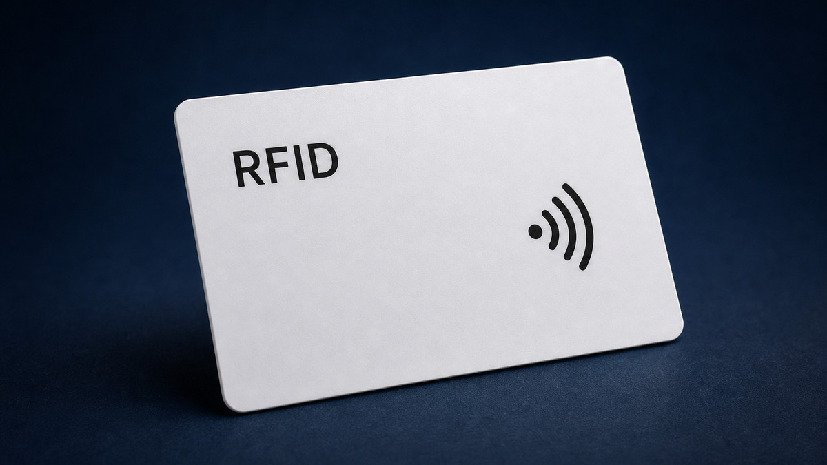 Premium non-branded white RFID and NFC plastic card mockup