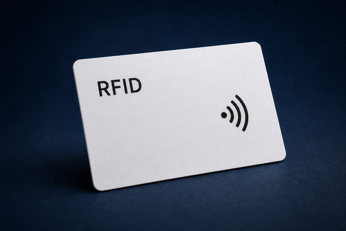 Premium non-branded white RFID and NFC plastic card mockup